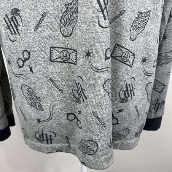 Wizarding World of Harry Potter Sweater Women Large Grey Blue AOP Pullover Sleep - Picture 11 of 12